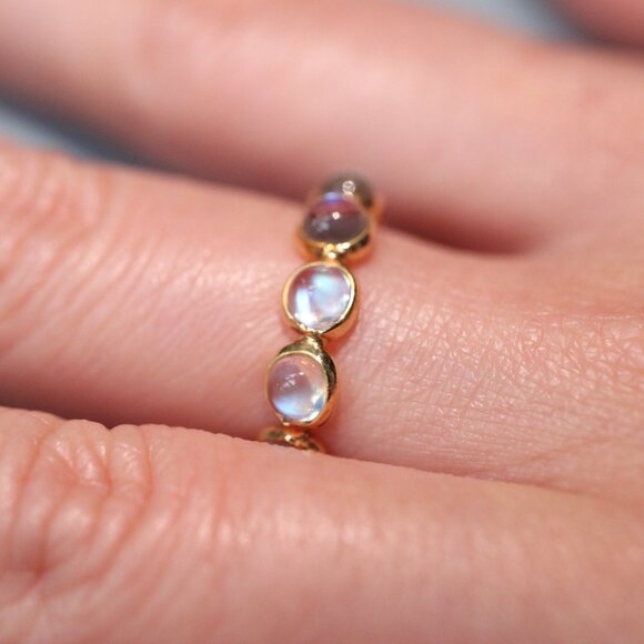 Moonstone Infinity and Half Band Ring - Picture 2 of 6